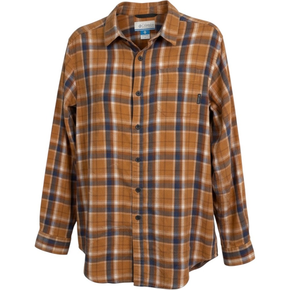 Columbia Men's Long Sleeve Button Down Shirt Orange Blue Plaid‎  Size M AM8053